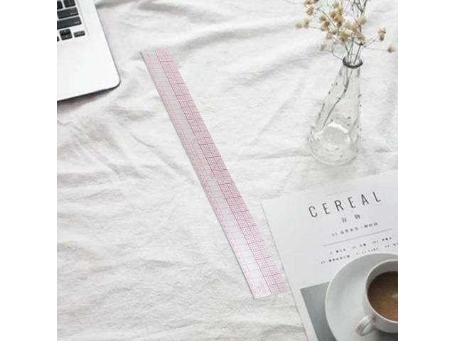 2X Drawing Tool Squares Angles Parallel Line Soft Plastic Metric Ruler Clear Pink