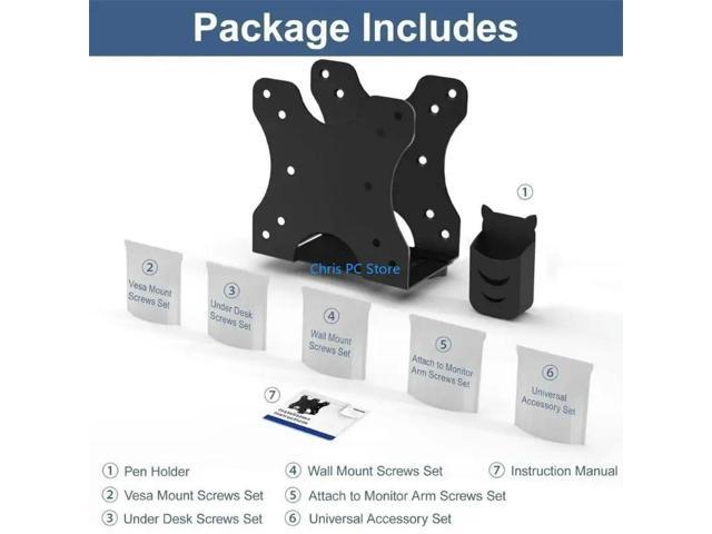 Small PC Mount Bracket Adjustable Mounting Space Saving Computer Holder Desk