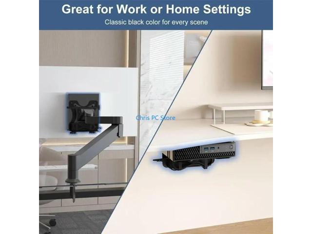 Small PC Mount Bracket Adjustable Mounting Space Saving Computer Holder Desk