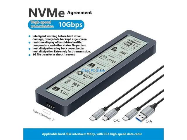 Aluminum Alloys SSDs Enclosure Real Time Data Monitoring No Driver Required USB C A Compatibility 10Gbps Fast Speed