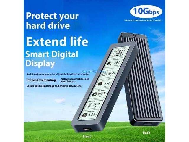 Aluminum Alloys SSDs Enclosure Real Time Data Monitoring No Driver Required USB C A Compatibility 10Gbps Fast Speed