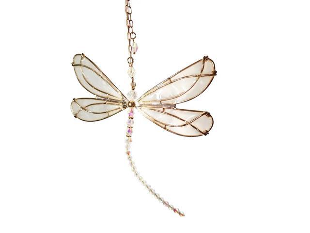 2Piece Suncatcher Dragonfly Rainbow Maker Pendant Window Hanging Ornament With Crystals