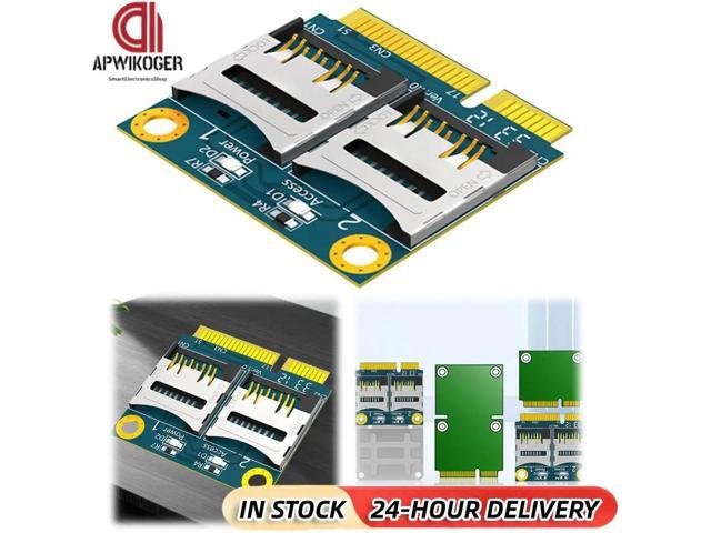 Dual TF Card To Mini PCI-E Adapter with Half Bracket Mini PCI Express Adapter Card Memory Card Reader Adapter for Laptop