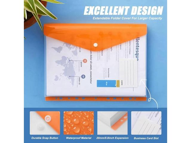Binder Pocket Organizer Folders, 12 Pack Expandable Folders Envelopes Binder Folders With 11 Holes For 2/3/4 Ring Binder