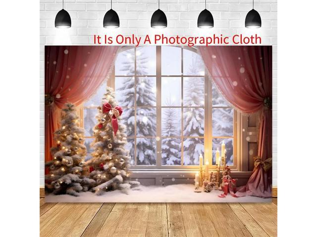 210X150cm Christmas Background Cloth Christmas Window Children Photo Studio Photo Photography Backdrops,G Durable Easy Install