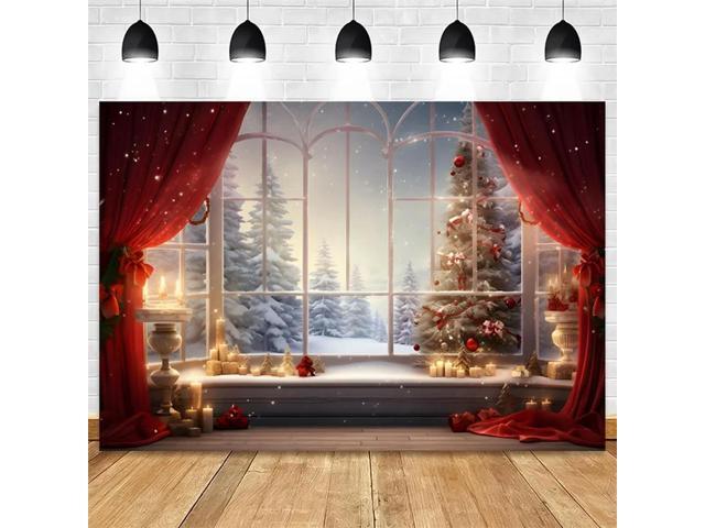 210X150cm Christmas Background Cloth Christmas Window Children Photo Studio Photo Photography Backdrops,G Durable Easy Install