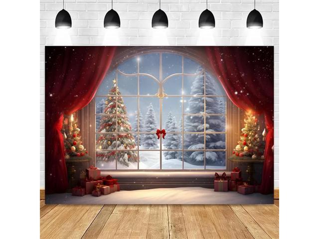 210X150cm Christmas Background Cloth Christmas Window Children Photo Studio Photo Photography Backdrops,G Durable Easy Install