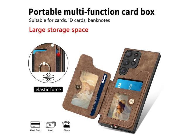 For Galaxy S24 Ultra Mobile Phone Case Leather Magnetic Wallet Card Slot Cover Fall Protective Cover