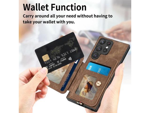 For Galaxy S24 Ultra Mobile Phone Case Leather Magnetic Wallet Card Slot Cover Fall Protective Cover
