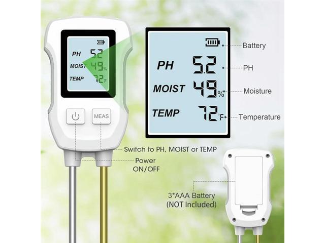 3 In 1 Soil Moisture Meter, Digital Plant Moisture Meter For Temperature/Soil Moisture/PH Meter, Soil Test Meter