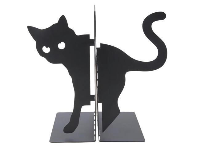 Design Cat Bookends - l Decorative Kitty Holders For Books, Magazines, Non-Slip Pads, Round Corners