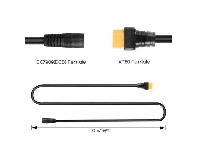 14AWG DC8mm Female DC7909 to XT60 Female Solar Panel Charging Cable for Ecoflow Goal Zero ALLPOWERS Power Station