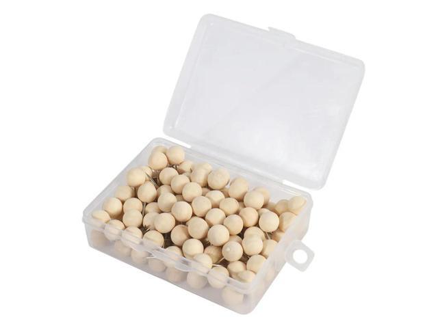 390Pcs Round Wood Decorative Push Pins, Wood Head And Steel Needle Point Thumb Tacks For Photos, Maps And Cork Boards