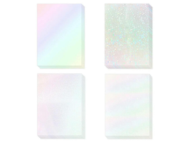 20 Sheets Holographic Sticker Paper A4 Size Vinyl Lamination Stickers Film Waterproof Self Adhesive Laminate Sticker Durable