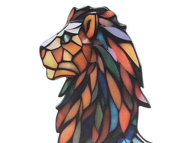Lion Flat Decoration Ornament Iron Wildlife l Art Base Home Room Table Decoration