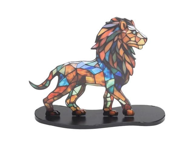 Lion Flat Decoration Ornament Iron Wildlife l Art Base Home Room Table Decoration