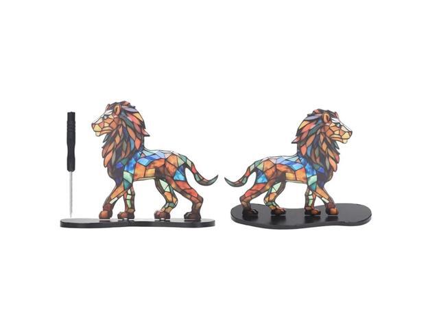 Lion Flat Decoration Ornament Iron Wildlife l Art Base Home Room Table Decoration