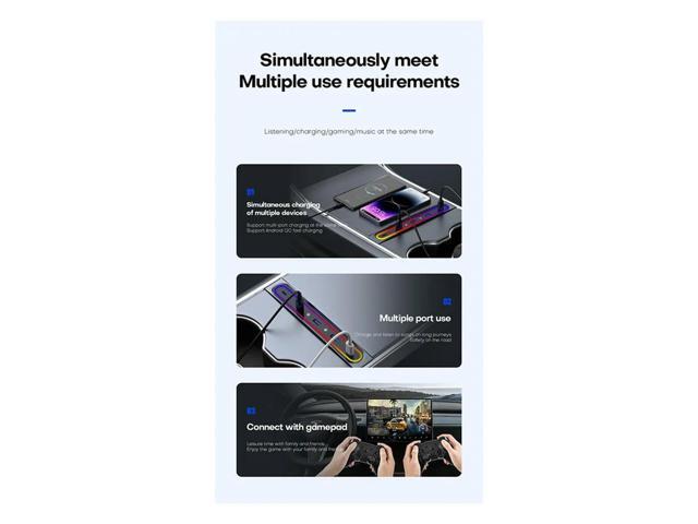 Docking Station For Tesla Model Y Accessories 2023 Model 3 5-Port 27W Fast Charger With Led Lights Shunt Hub