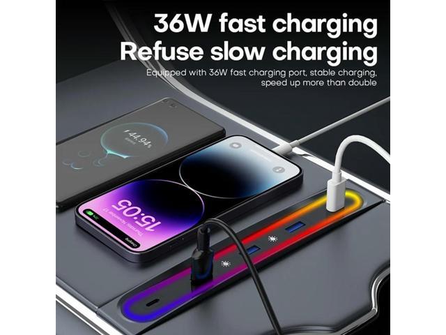Docking Station For Tesla Model Y Accessories 2023 Model 3 5-Port 27W Fast Charger With Led Lights Shunt Hub