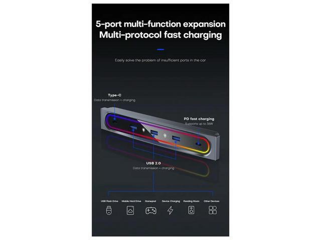 Docking Station For Tesla Model Y Accessories 2023 Model 3 5-Port 27W Fast Charger With Led Lights Shunt Hub