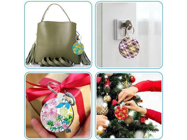 128Pcs Sublimation Keychain Blanks Set Key Rings Sublimation Blanks Heat Transfer Keychain Tassels MDF Blank