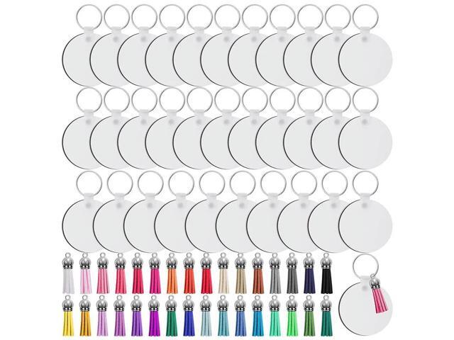128Pcs Sublimation Keychain Blanks Set Key Rings Sublimation Blanks Heat Transfer Keychain Tassels MDF Blank