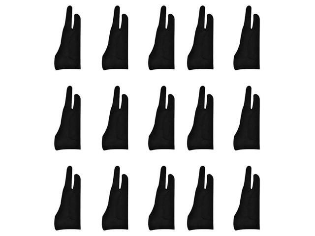 15 Pack Artist Gloves For Tablet Digital Drawing Glove Two Fingers Thicken Palm Rejection Glove For Graphics Pad (S)