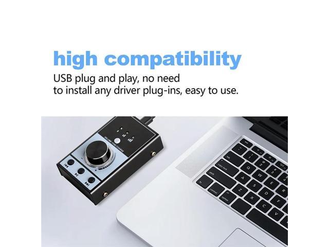 Sound Card Computer Multi Media Volume Controller Audio Interface Black For PC Laptop Android Streaming Video Mute Control