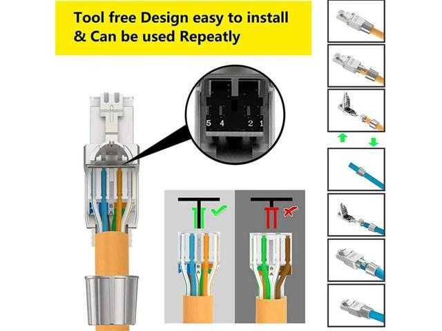6 Pcs For RJ45 CAT7 Connectors Tool Free Shielded Toolless Modular Network Plug For Installation Cable