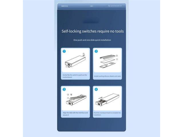 M.2 Nvme SSD Enclosure, 10Gbps Aluminum Tool-Free Case, Supports UASP, Pcie Type C, M Key Solid State Drive, Up To 4TB Durable