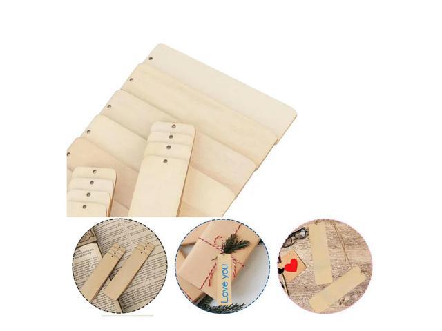 200 PCS Wood Blank Bookmarks Unfinished Wooden Book Marks Hanging Tag With Holes And Ropes DIY Craft Projects
