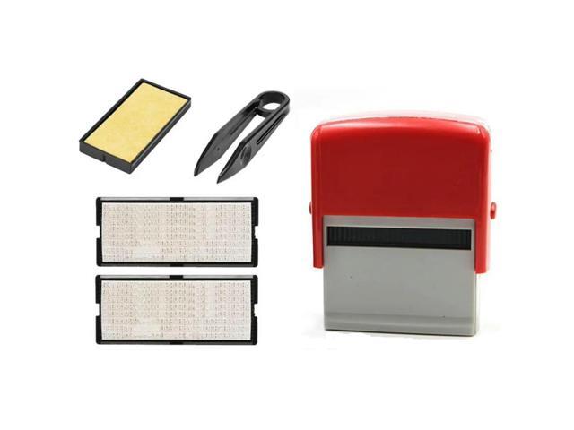 2Set Self Inking Stamp Set Custom DIY Business Name Number Address Printing Rubber Stamp With Tweezers Kit Blue & Red