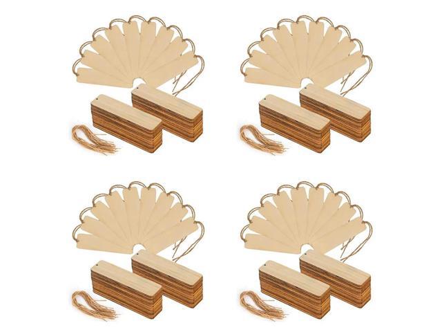 200 PCS Wood Blank Bookmarks Unfinished Wooden Book Marks Hanging Tag With Holes And Ropes DIY Craft Projects