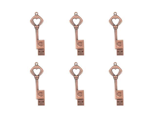 6X USB 2.0 l USB Pen Drive Pure Copper Heart USB Flash Drive Key (Copper, 8GB)