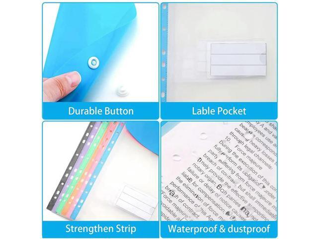 24 Pack A4 Punched Pockets Plastic Wallets - 11 Holes Expandable Binder Pocket Envelope File Folders
