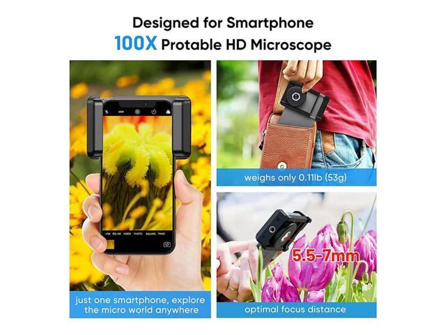Phone Macro Lens 100X Microscope Micro-Camera With LED Light CPL Handheld Pocket Compatible With phone Accessories