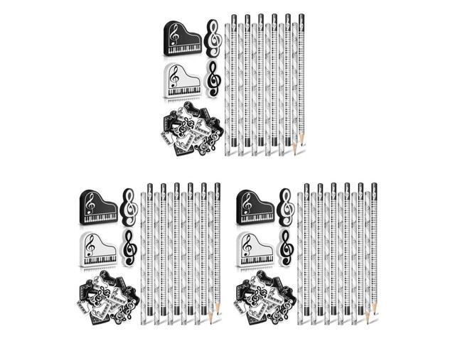 Music Pencils Music Note Pencil With Music Themed Erasers Wood Pencils Bulk Keyboard Fun Pencils Erasers Gift (72 Pcs)