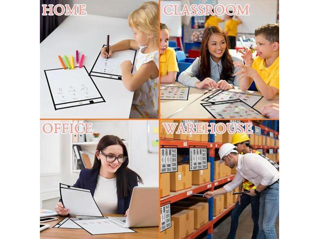 30 Packs Oversized Dry Erase Pockets Reusable Sleeves 10X13 Job Ticket Holders, For Teacher School Classroom Office