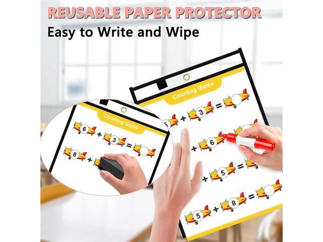 30 Packs Oversized Dry Erase Pockets Reusable Sleeves 10X13 Job Ticket Holders, For Teacher School Classroom Office