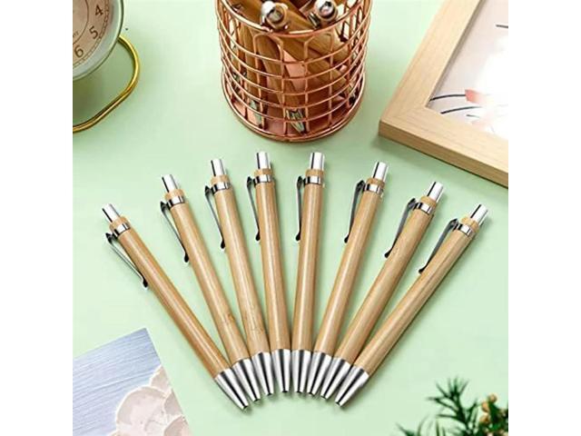 200 Pcs Bamboo Ballpoint Pens Wooden Retractable Ballpoint Pen Bamboo Black Ink 1Mm Pen Wood Sustainable Pens 13.5 X 1.1Cm
