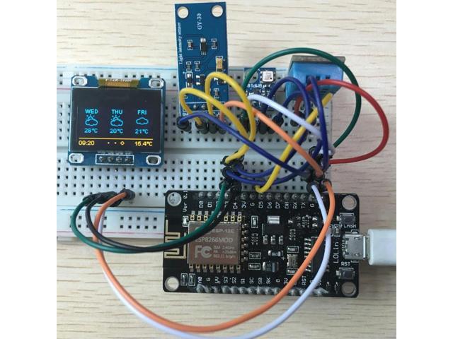 ESP8266 Weather Station Kit 0.96 Inch OLED IIC Display Weather Station Kit DIY Module Breadboards Electronics Component Set