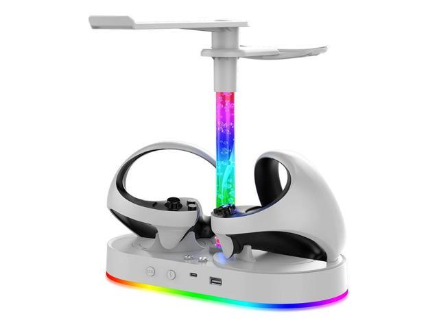 Charger Station with RGB Light Charging Dock with 4 Magnetic Adapter Controller Mount for Play Station 5 VR2 Headset