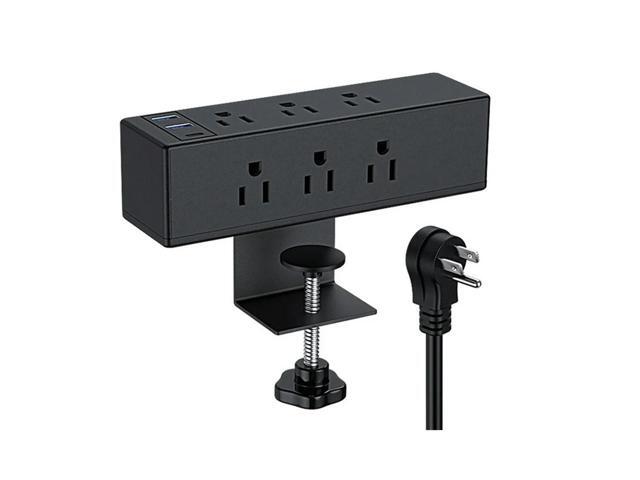 Desk Clamp Power Strip with USB Widely Spaced Desk Outlet Station 8/6 AC Outlet and 6.6ft Power Cord Fit 1.6in Tabletop Edge