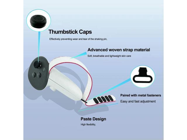 VR Glasses Accessories Adjustable Active Straps l Ring Buckle Lens Cloth Joystick Caps for Quest 3 VR Controller Grips