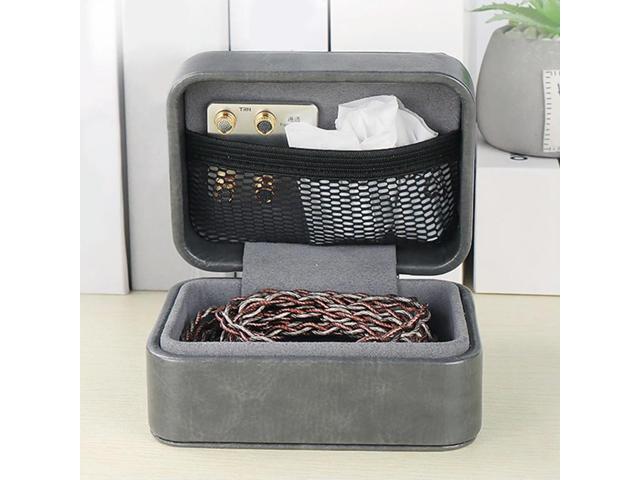 Earphones Bag Case Automatic Magnetic Closure Mini Bag PU Leather Waterproof for Wired Earbuds USB Cable Wall Charger
