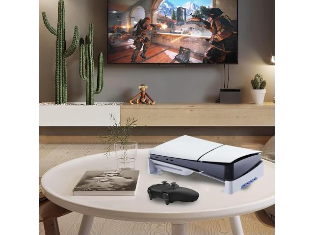 For PS5 Slim Base Stand Side Stand Base Stable with 4-Port USB2.0 Hub Base Stand Holder for PS5 Slim Disc & Edition