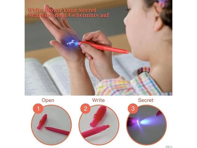 Secret Pen with UV light Invisible Writing Pen with UV Light Detective Pen Birthday Gift Bags Filler for Children