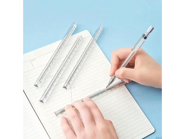 Transparent Acrylic Ruler 0-15cm Three-sided Straight Ruler Math Drawing Tool
