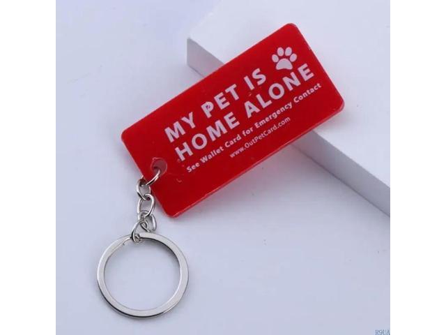 My Pets are Home Alone Alert Keychain Emergency Contact Wallet Card Folded Pet Emergency Wallet