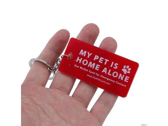 My Pets are Home Alone Alert Keychain Emergency Contact Wallet Card Folded Pet Emergency Wallet